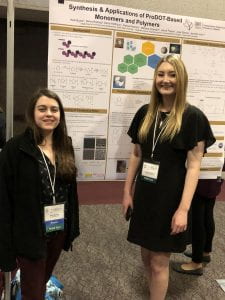 Master's student Kelli Burke and undergraduate Serra Holthaus at their 2018 Women in Science and Engineering Conference poster