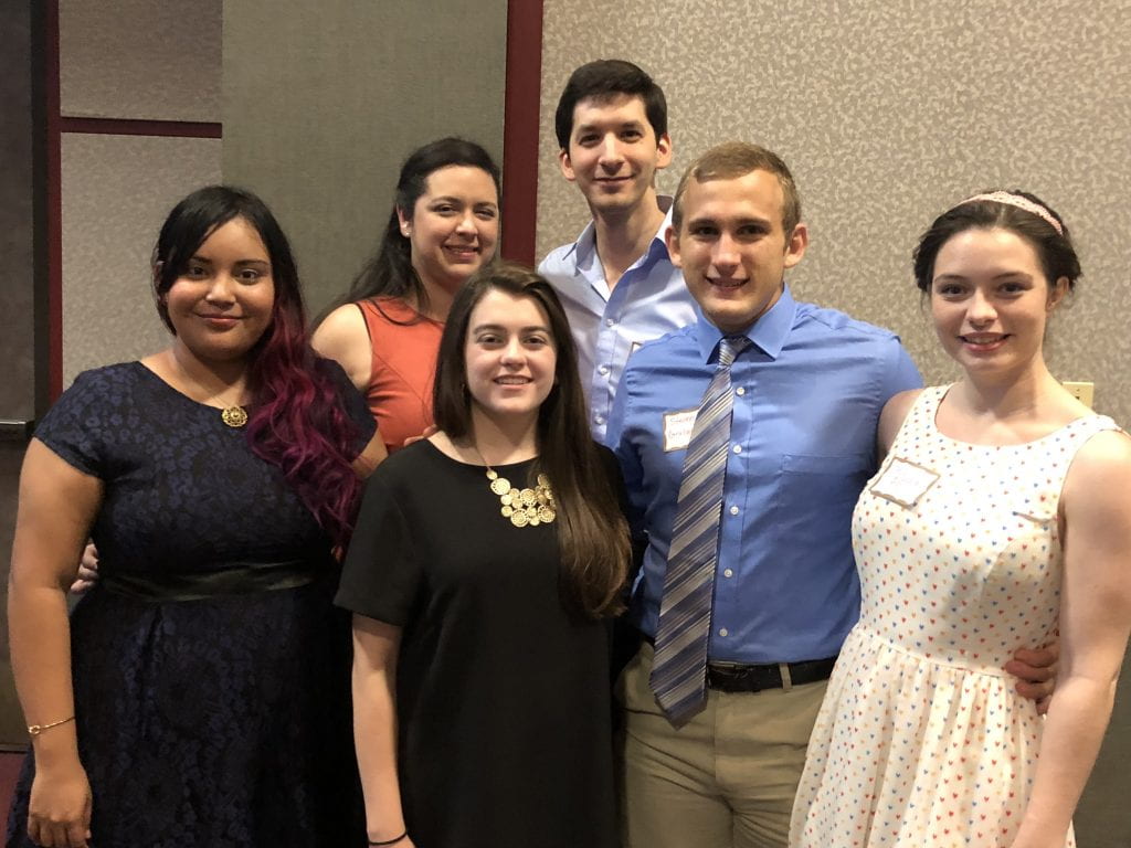 Irvin Research Group members who received awards at the Spring 2018 Chemistry Awards Banquet